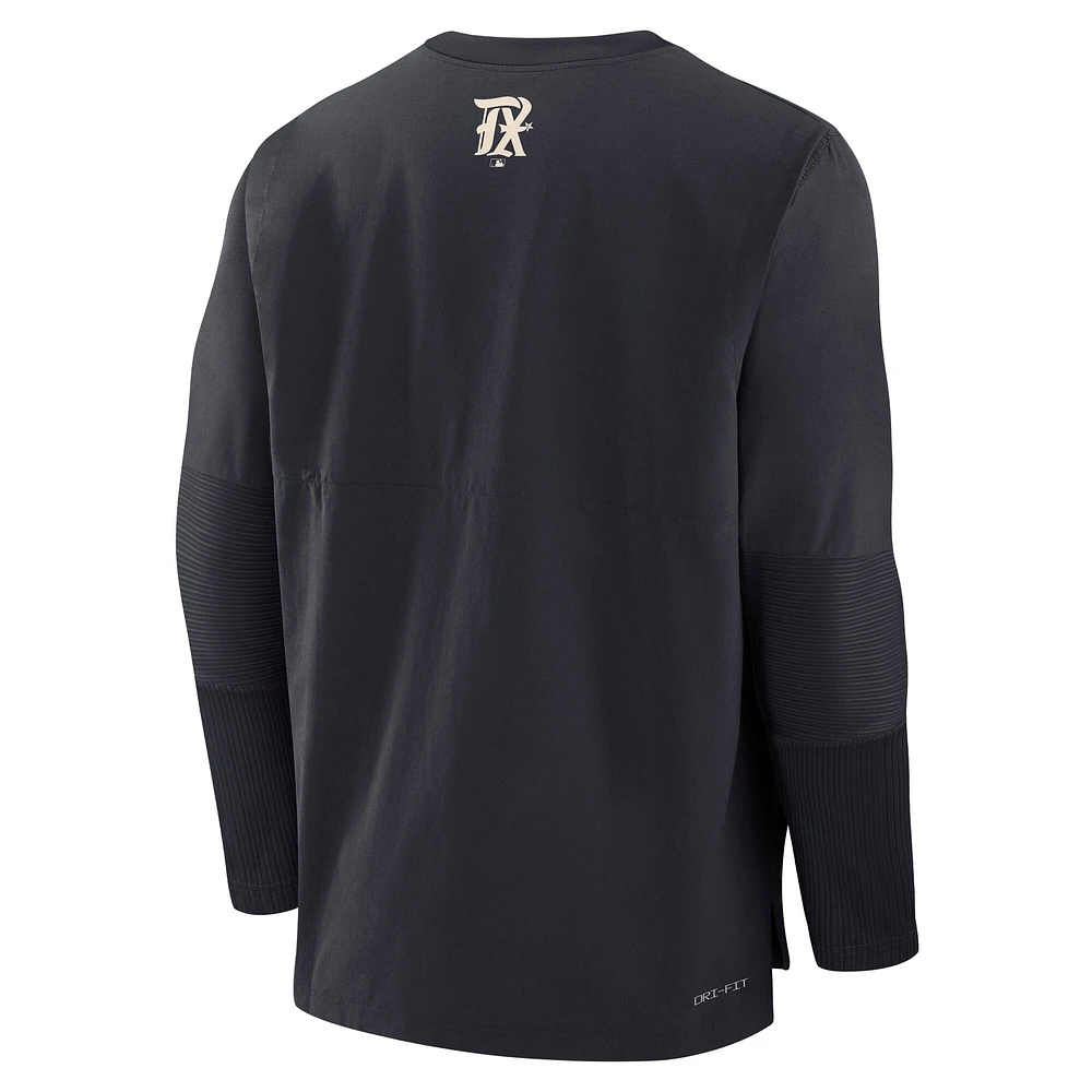 T-shirt Nike noir Texas Rangers Authentic Collection City Connect pour homme, léger, performance, tri-blend