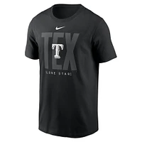 T-shirt local de mode Nike Texas Rangers noir pour homme