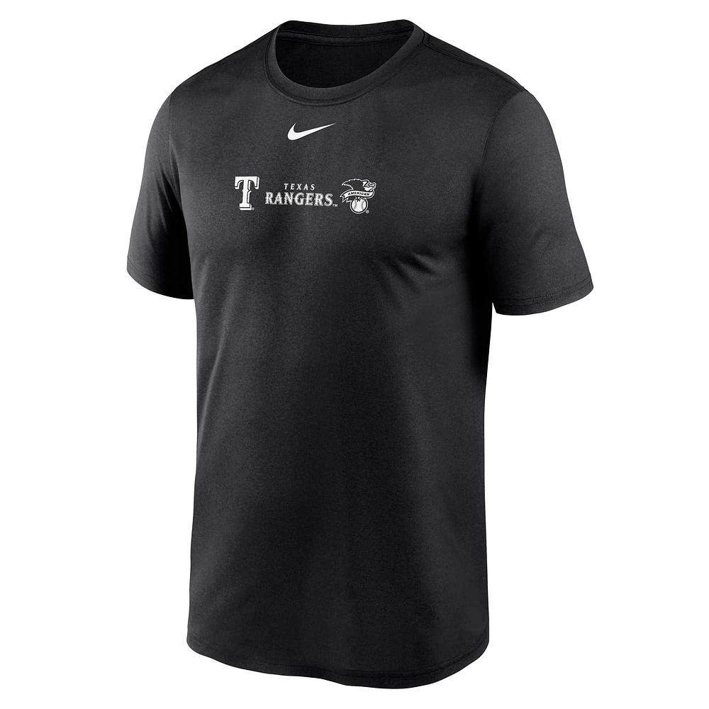 T-shirt Nike Texas Rangers Fashion sur épaule avec logo Legend pour homme, noir