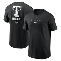 T-shirt Nike Texas Rangers noir à grand logo dans le dos pour homme