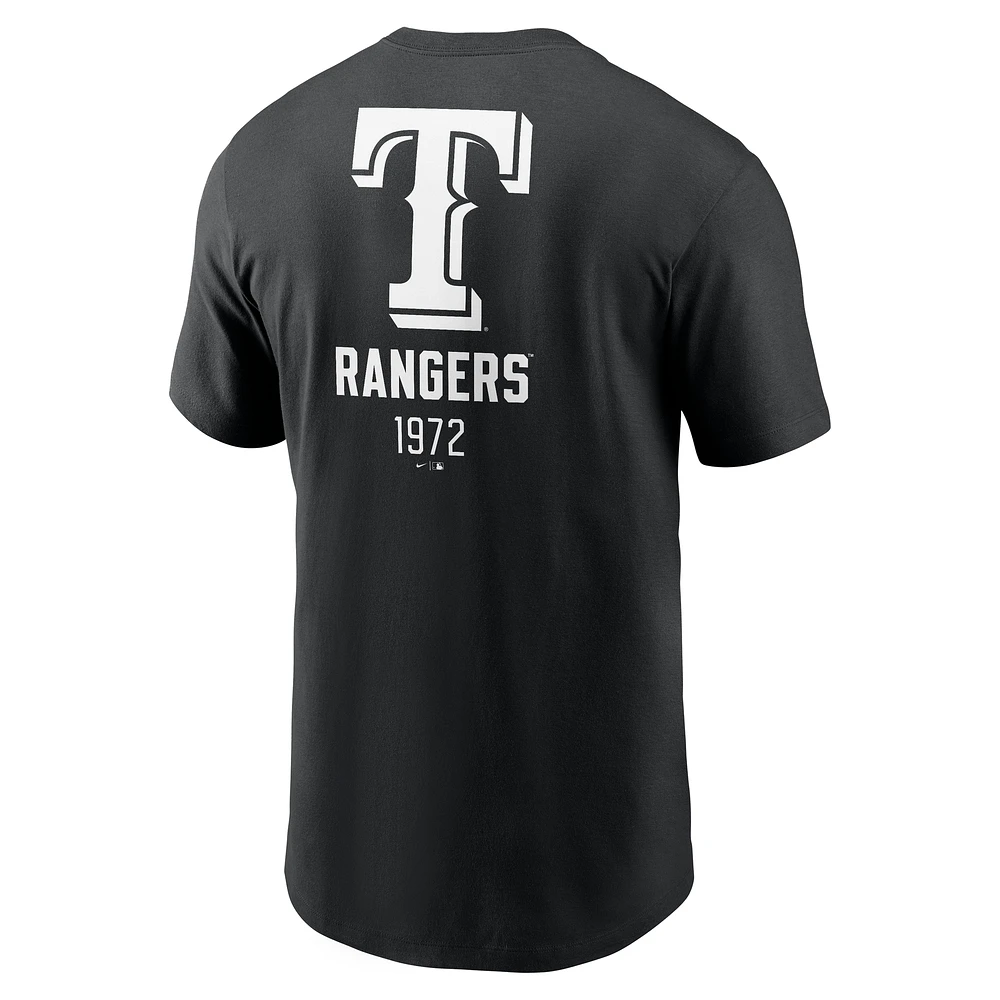 T-shirt Nike Texas Rangers noir à grand logo dans le dos pour homme