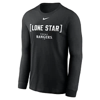 T-shirt à manches longues Nike noir Texas Rangers Local Nickname pour homme