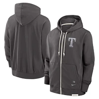 Men's Nike Charcoal Texas Rangers Authentic Collection Travel Player Performance Full-Zip Hoodie