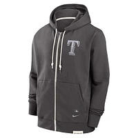 Sweat à capuche entièrement zippé Nike Charcoal Texas Rangers Authentic Collection Travel Player Performance pour homme