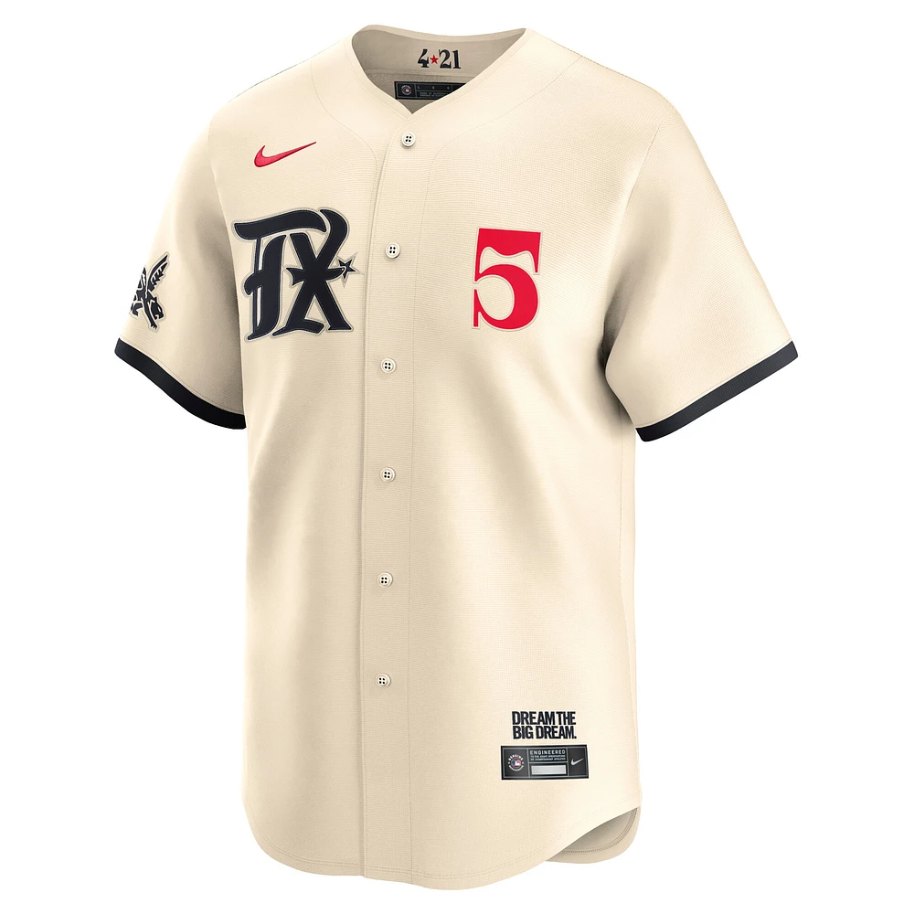 Maillot Nike Corey Seager crème pour homme des Texas Rangers City Connect Limited