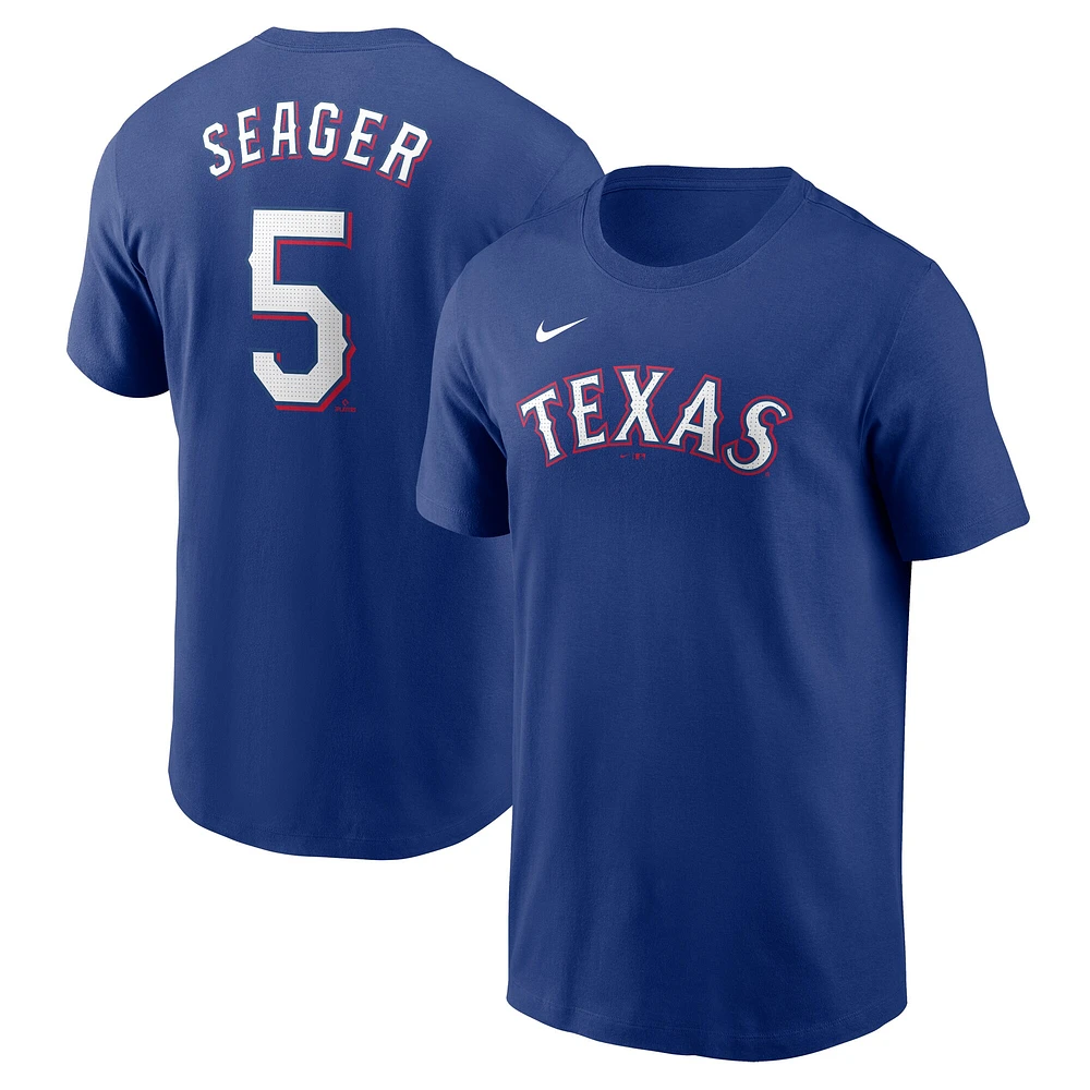T-shirt Nike Corey Seager Royal Texas Rangers Fuse pour homme avec nom et numéro