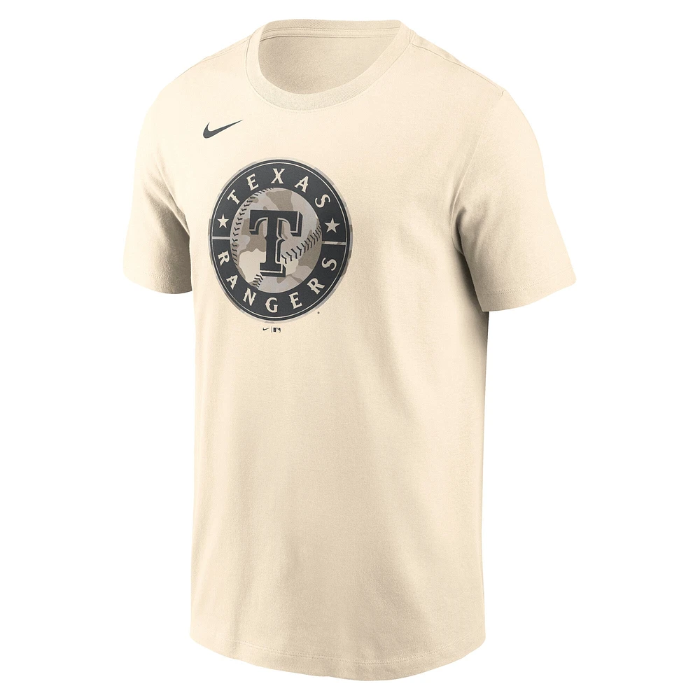 Men's Nike Cream Texas Rangers Camo Logo T-Shirt