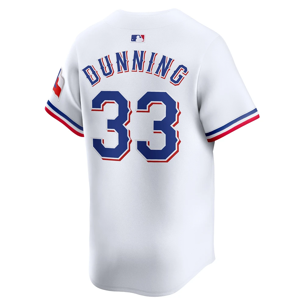 Maillot de joueur Nike Dane Dunning pour hommes, blanc, Texas Rangers Home Limited Player