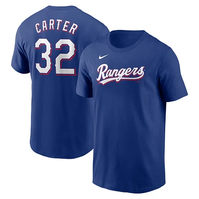 T-shirt Nike Evan Carter Royal Texas Rangers Fuse avec nom et numéro pour homme