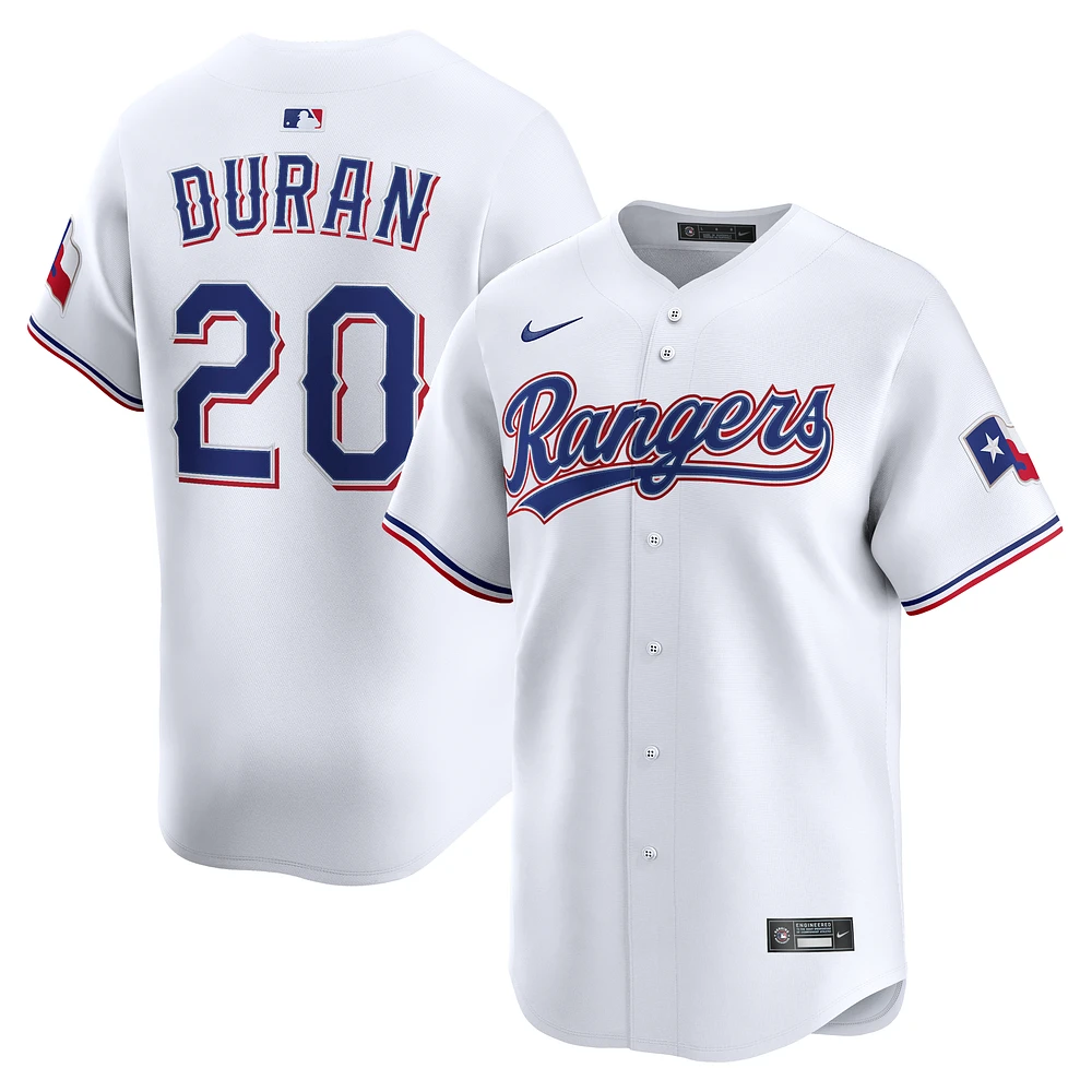 Maillot de joueur alternatif Nike Ezequiel Duran blanc Texas Rangers pour homme