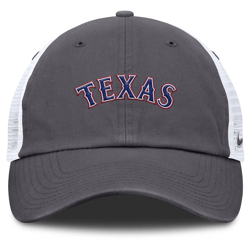 Men's Nike Gray Texas Rangers Wordmark Club Adjustable Trucker Hat