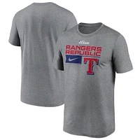 Men's Nike  Heather Charcoal Texas Rangers 2023 Postseason Legend Performance T-Shirt