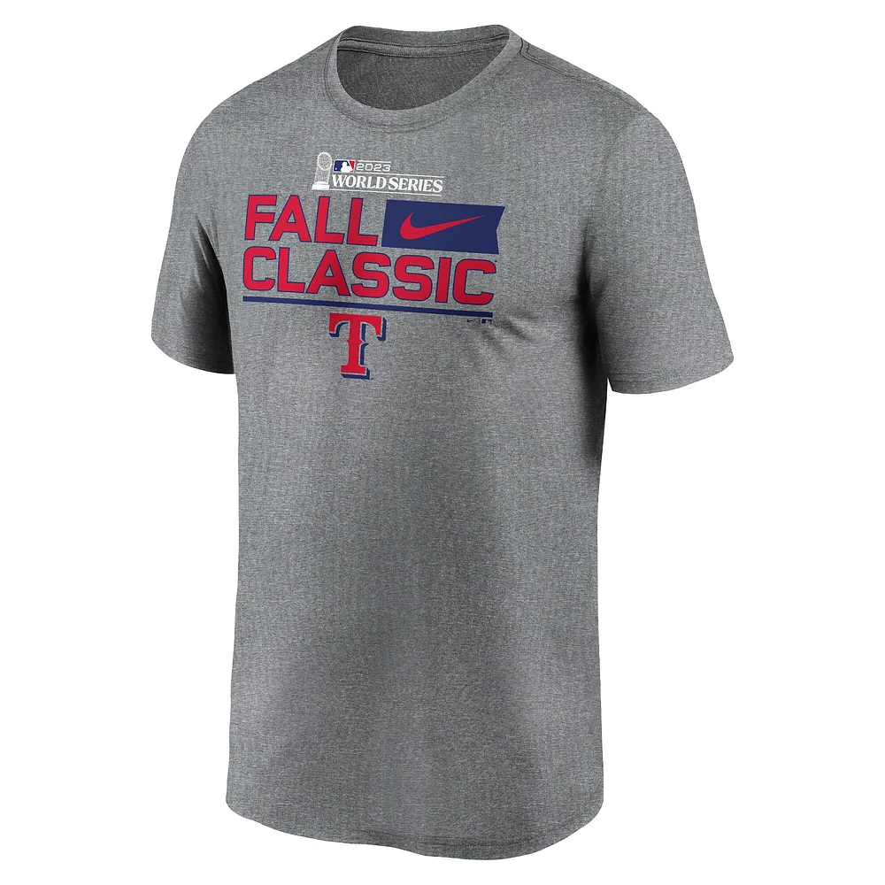 T-shirt classique d'automne Nike Heather Charcoal des Texas Rangers 2023 pour hommes