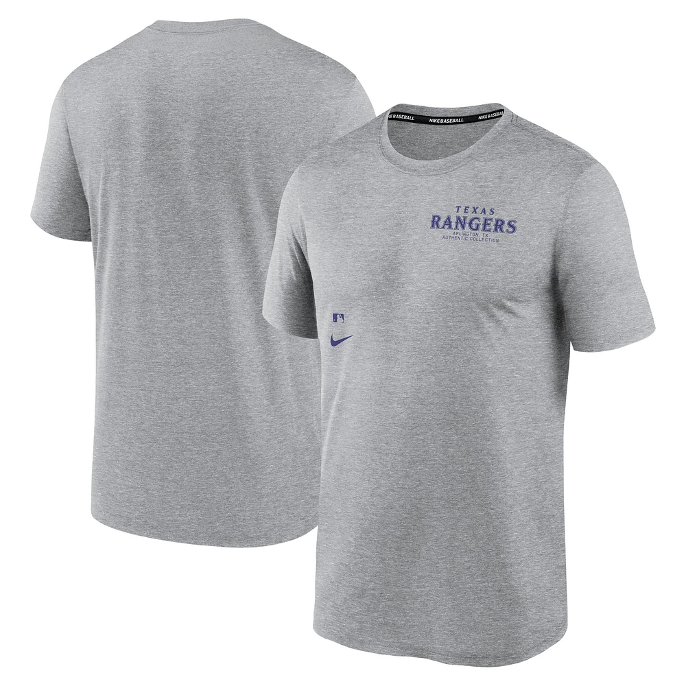 Men's Nike Heather Charcoal Texas Rangers Authentic Collection Early Work Tri-Blend Performance T-Shirt