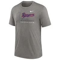 T-shirt triple mélange Nike Texas Rangers 2023 World Series Champions pour homme, gris chiné