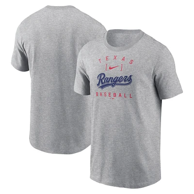 T-shirt Nike Heather Grey Texas Rangers Home Team Athletic Arch pour homme