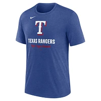 Men's Nike Heather Royal Texas Rangers Logo Tri-Blend T-Shirt