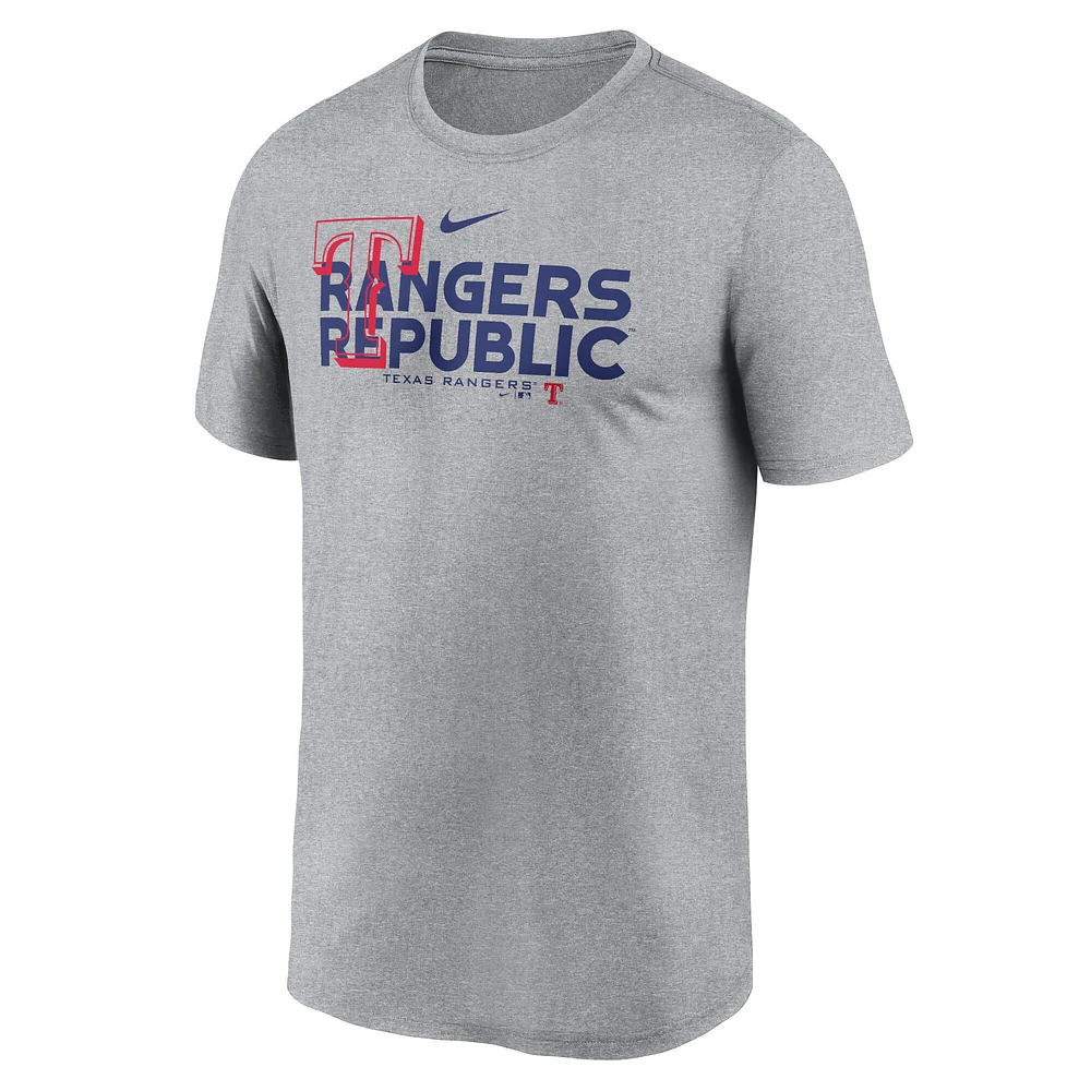 T-shirt Légende du représentant local Nike Heathered Charcoal Texas Rangers pour homme