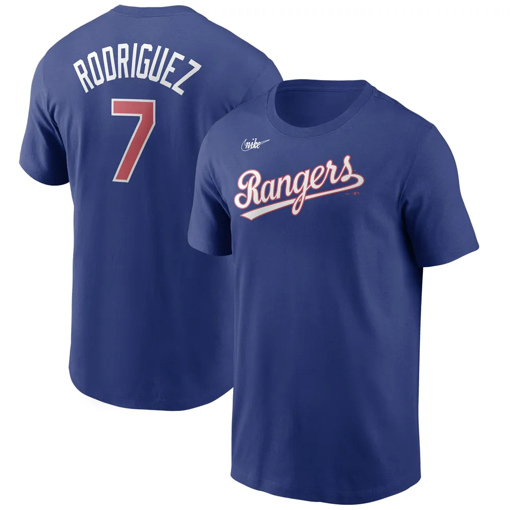 Nike Men's Nike Ivan Rodriguez Royal Texas Rangers Cooperstown Collection  Name & Number T-Shirt