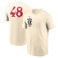 Men's Nike Jacob deGrom Cream Texas Rangers City Connect Fuse Name & Number T-Shirt
