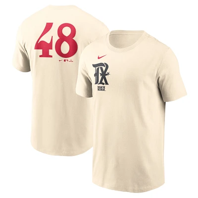 Men's Nike Jacob deGrom Cream Texas Rangers City Connect Fuse Name & Number T-Shirt