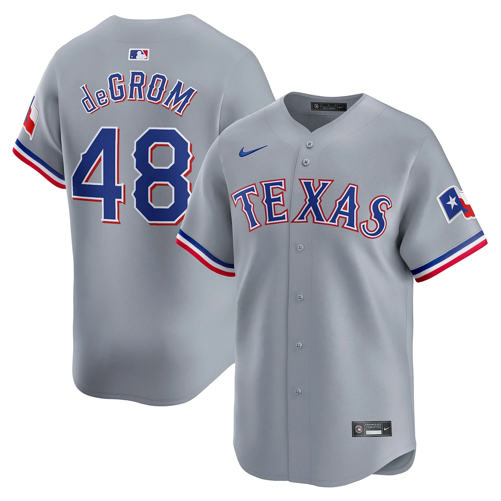 Maillot Nike Jacob deGrom pour homme, gris, Texas Rangers, extérieur, joueur limité