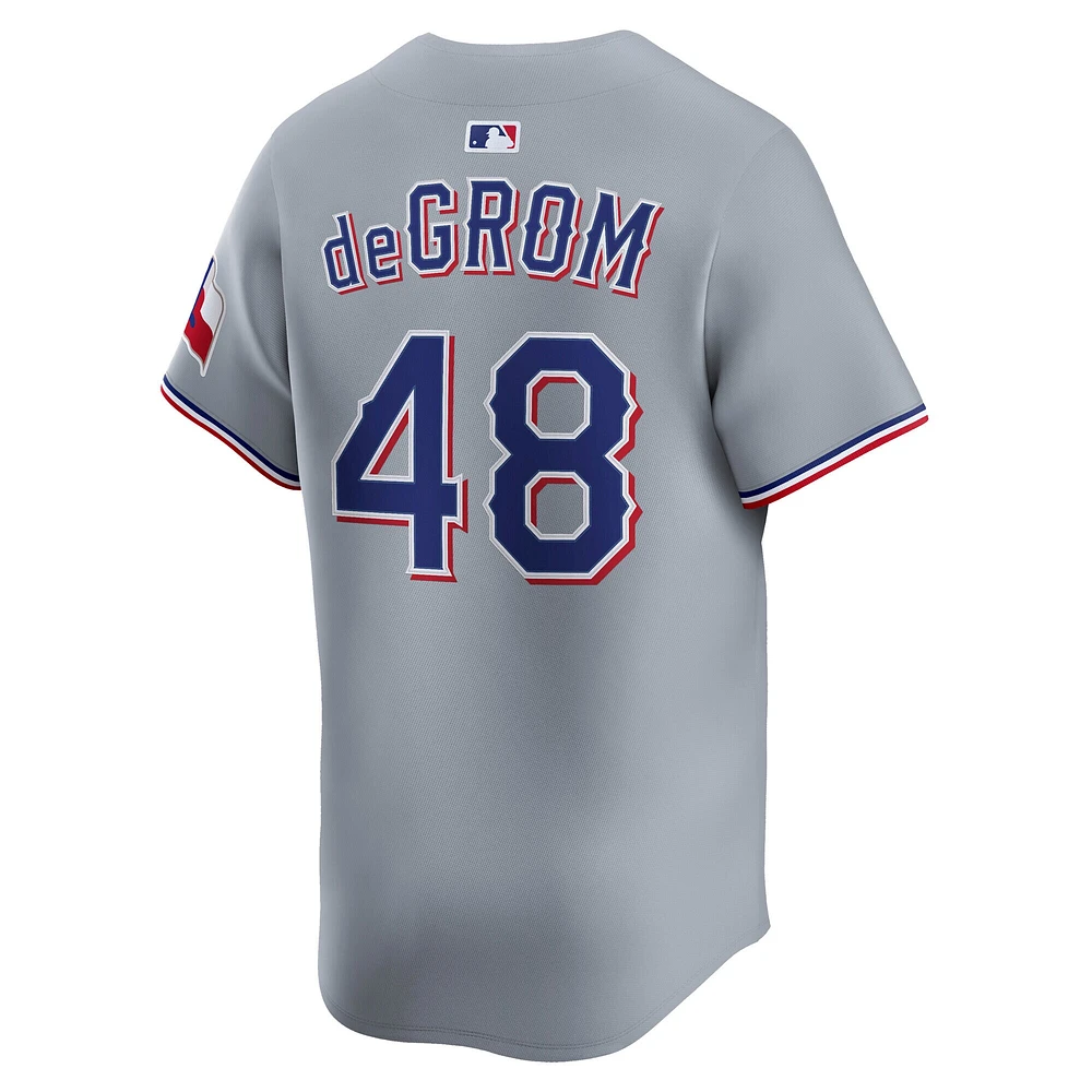 Maillot de joueur Nike Jacob deGrom gris Texas Rangers Road Limited pour homme