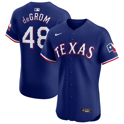 Maillot de joueur d'élite alternatif Nike Jacob deGrom Royal Texas Rangers pour homme