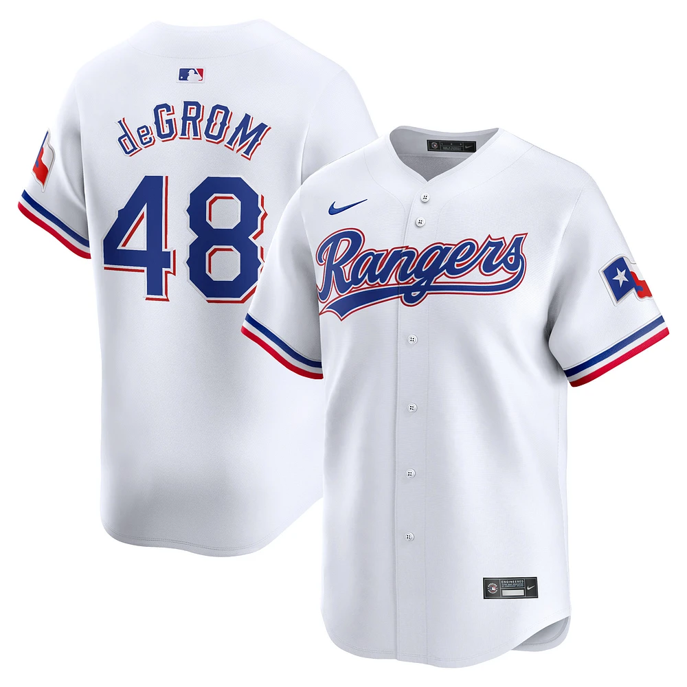 Maillot Nike Jacob deGrom pour homme, blanc, Texas Rangers, domicile, joueur limité