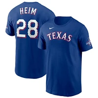 T-shirt avec nom et numéro des champions de la Série mondiale 2023 Nike Jonah Heim Royal Texas Rangers pour homme