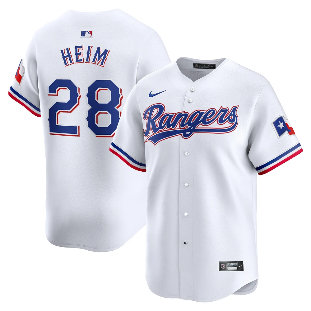 Maillot de joueur Nike Jonah Heim blanc Texas Rangers Home Limited pour homme