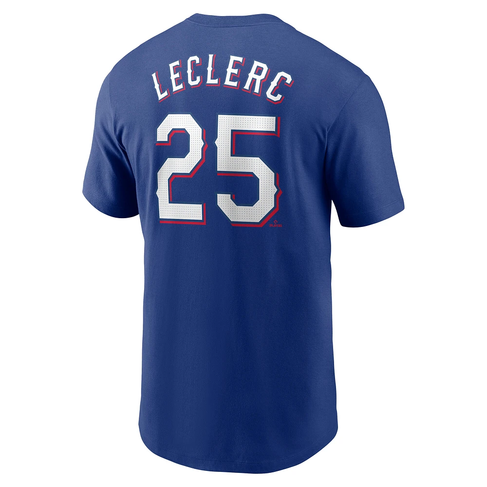 T-shirt Nike pour homme José Leclerc Royal Texas Rangers Fuse avec nom et numéro