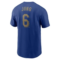 Men's Nike Josh Jung Royal Texas Rangers 2024 Gold Collection Name & Number T-Shirt