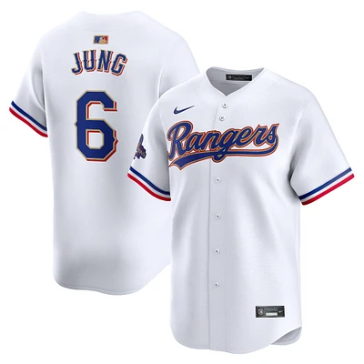 Maillot de joueur Nike Josh Jung pour homme, collection limitée Gold Texas Rangers 2024, blanc