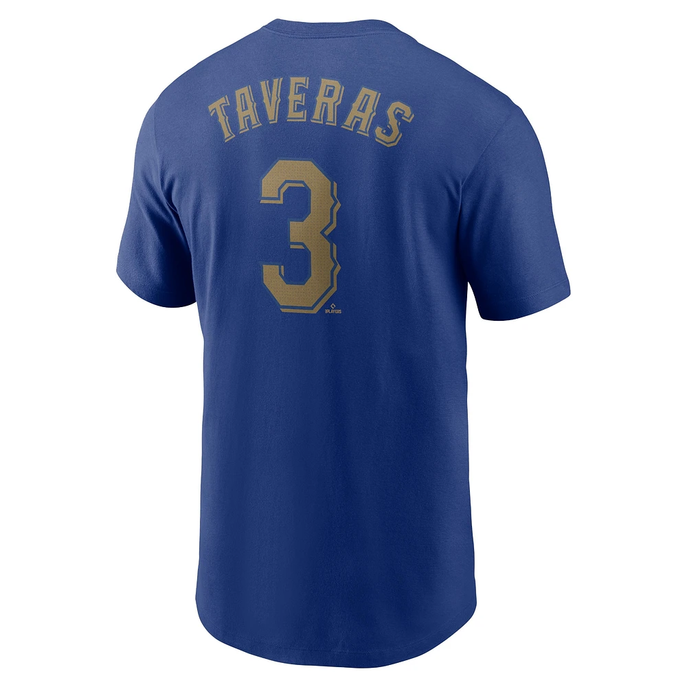 Men's Nike Leody Taveras Royal Texas Rangers 2024 Gold Collection Name & Number T-Shirt