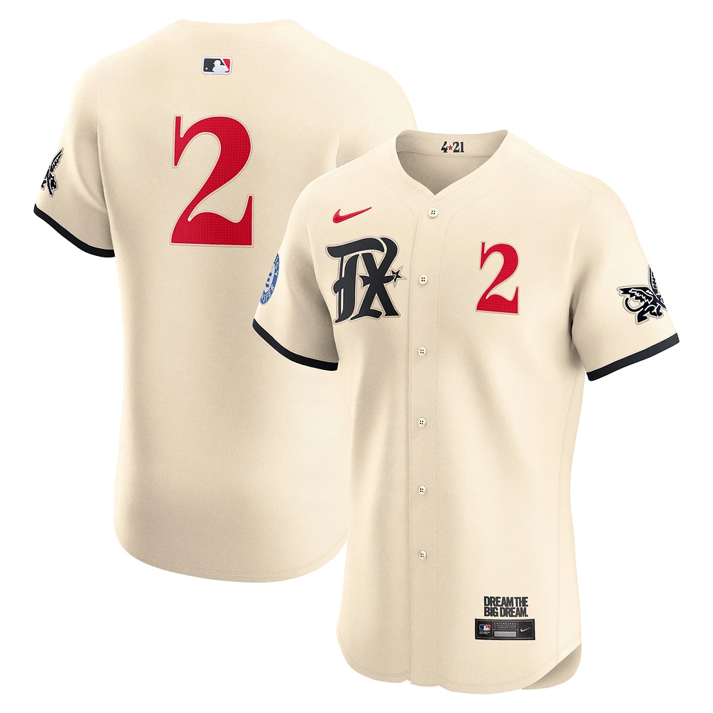 Men's Nike Marcus Semien Cream Texas Rangers City Connect  Elite Jersey