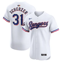 Maillot de joueur d'élite Nike Max Scherzer pour hommes des Texas Rangers 2024 Gold Collection blanc