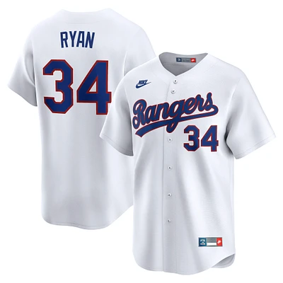 Maillot Nike Nolan Ryan pour homme, blanc, Texas Rangers, collection rétro Cooperstown, édition limitée