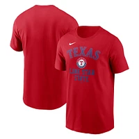 T-shirt Nike rouge pour homme des Texas Rangers de la ville natale locale