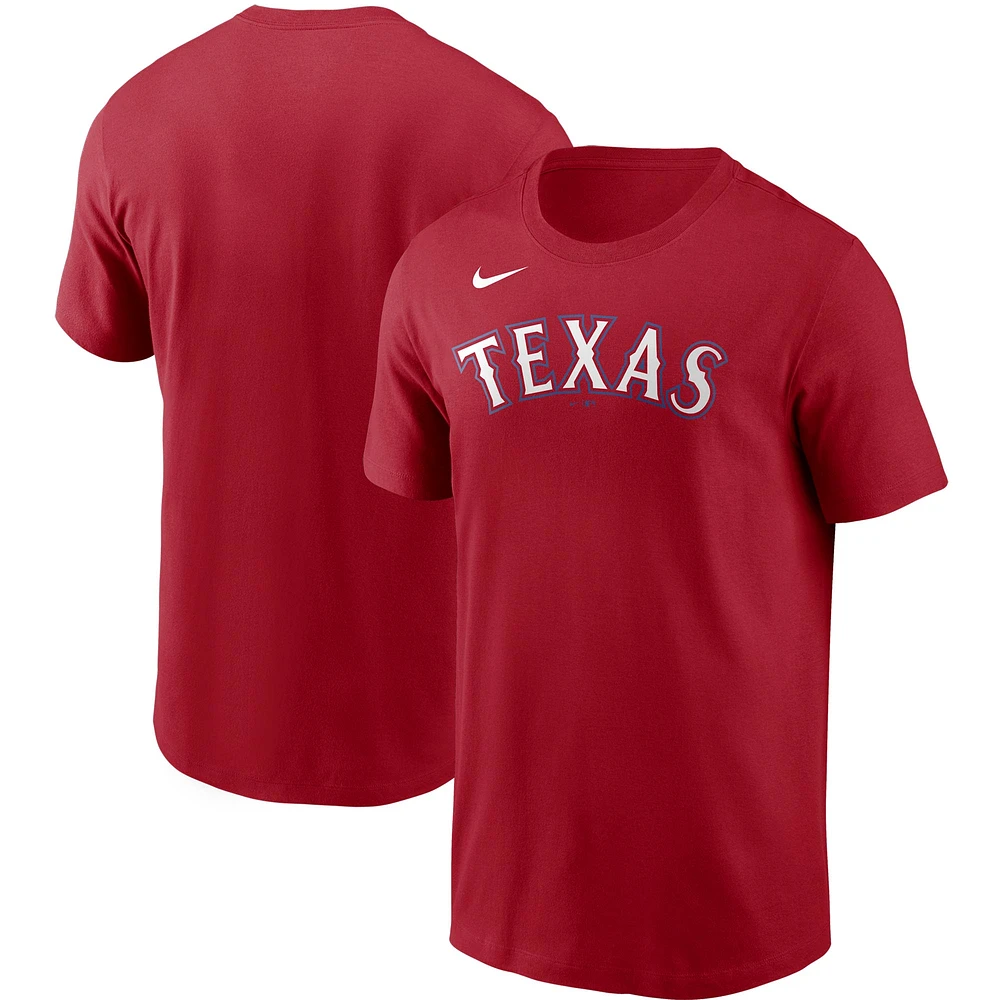 T-shirt Nike Texas Rangers Team Wordmark pour homme rouge