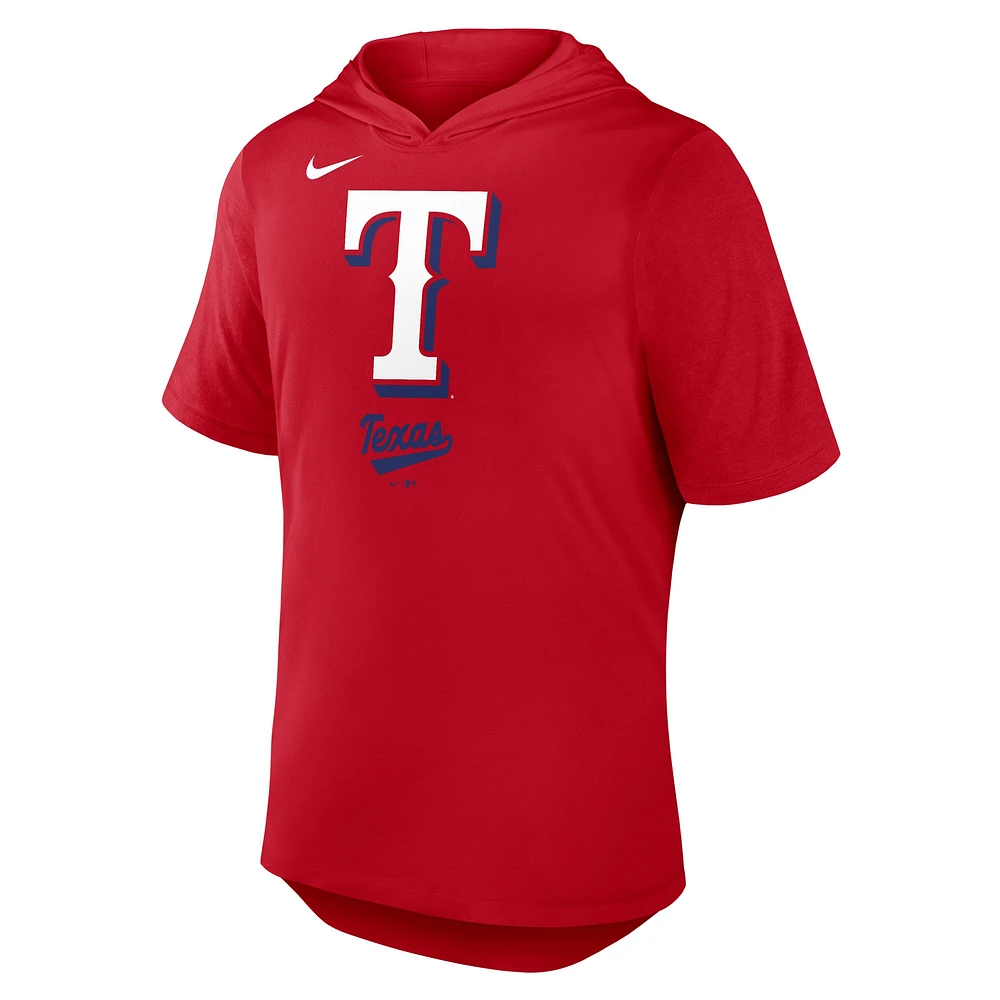 T-shirt à capuche Nike rouge Texas Rangers Tri-Blend pour homme
