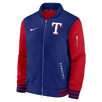 Men's Nike Royal/Red Texas Rangers Authentic Collection Dugout Full-Zip Bomber Jacket