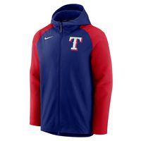 Men's Nike Royal/Red Texas Rangers Authentic Collection Performance Raglan Full-Zip Hoodie