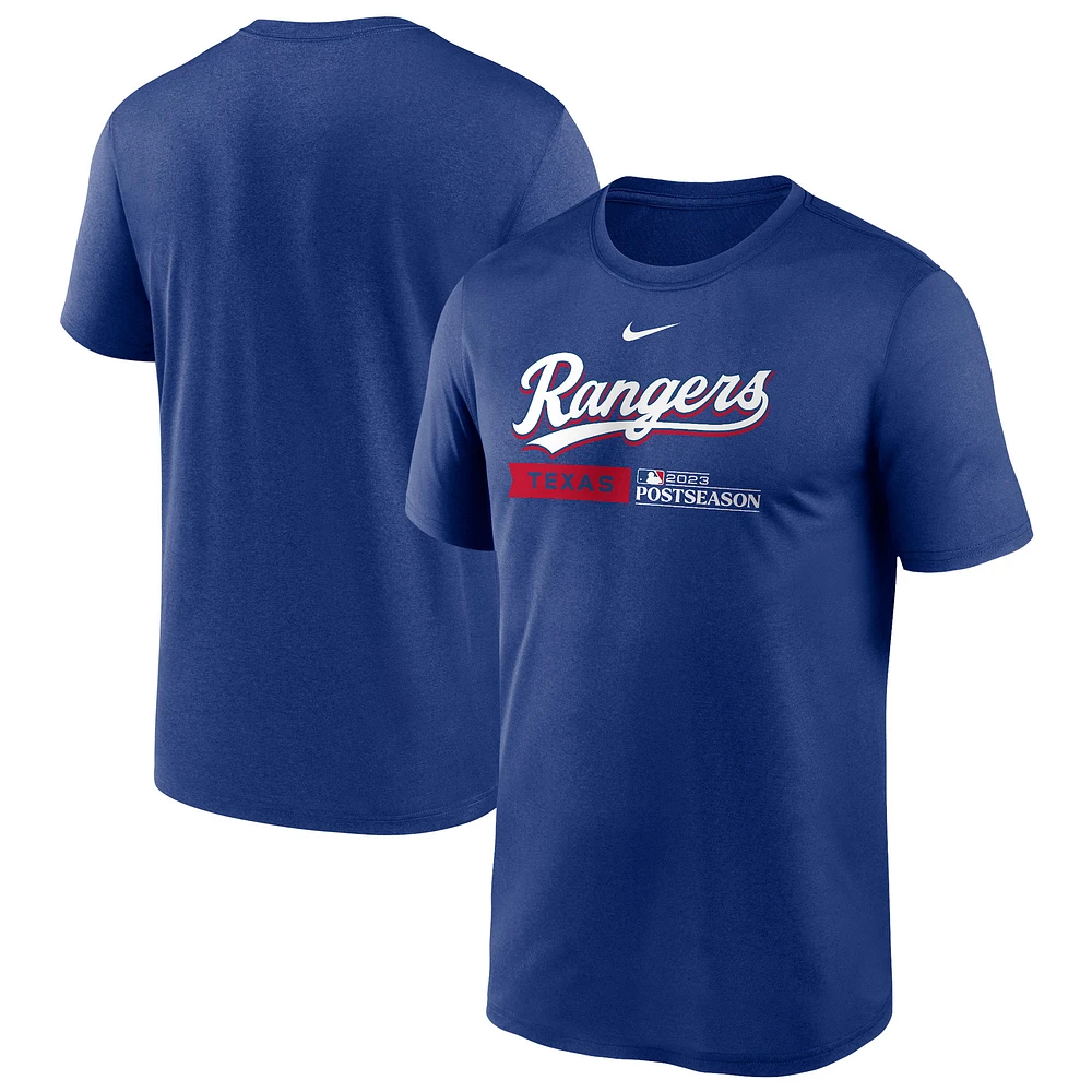 T-shirt Nike Royal Texas Rangers 2023 Postseason Authentic Collection Dugout pour homme