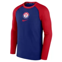 Men's Nike Royal Texas Rangers Authentic Collection Game Raglan Performance Long Sleeve T-Shirt