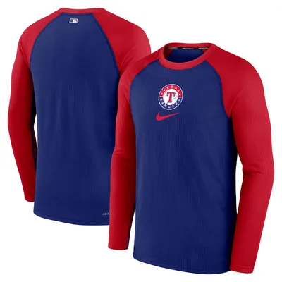 Men's Nike Royal Texas Rangers Authentic Collection Game Raglan Performance Long Sleeve T-Shirt