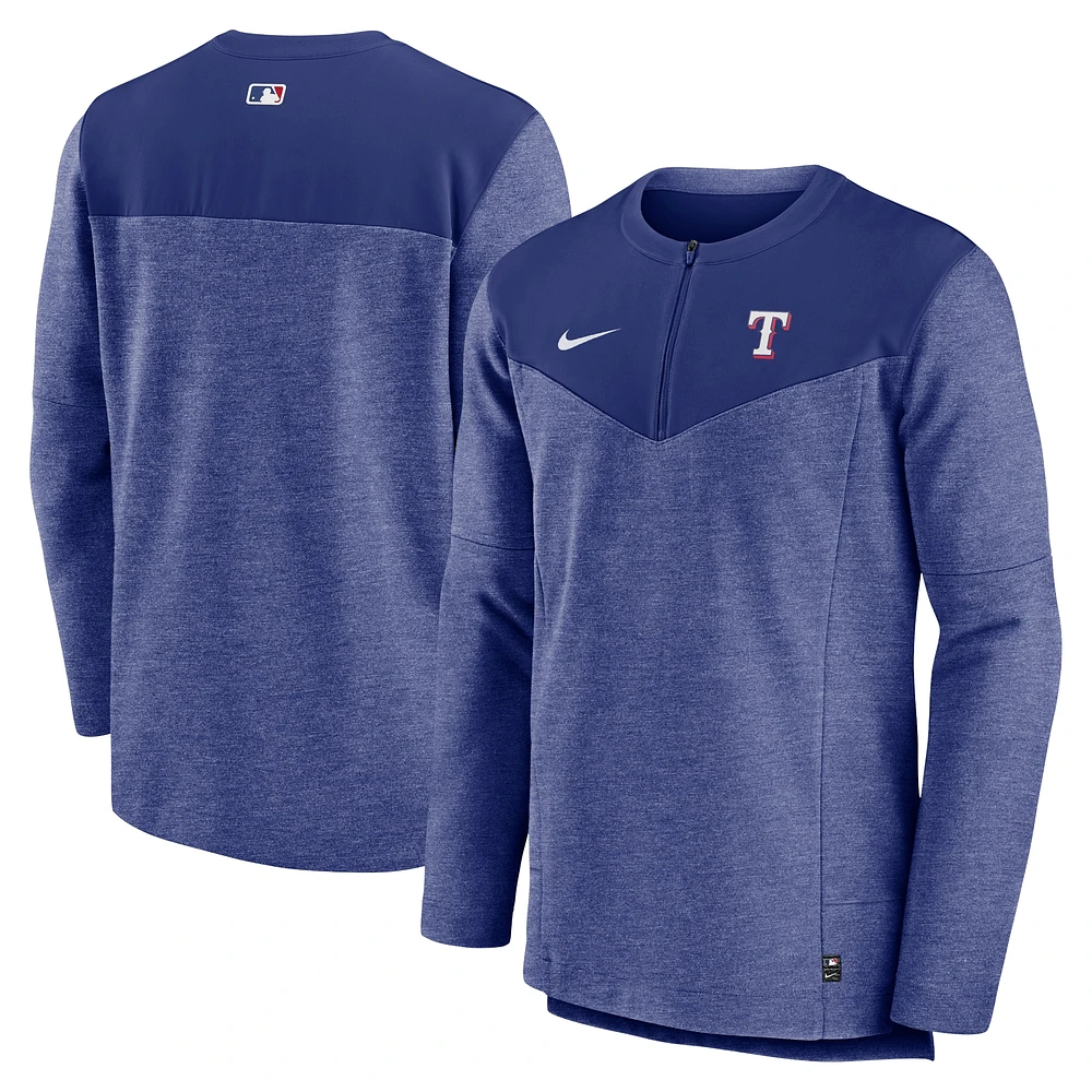 Haut à demi-glissière Nike Royal Texas Rangers Authentic Collection Game Time Performance pour homme