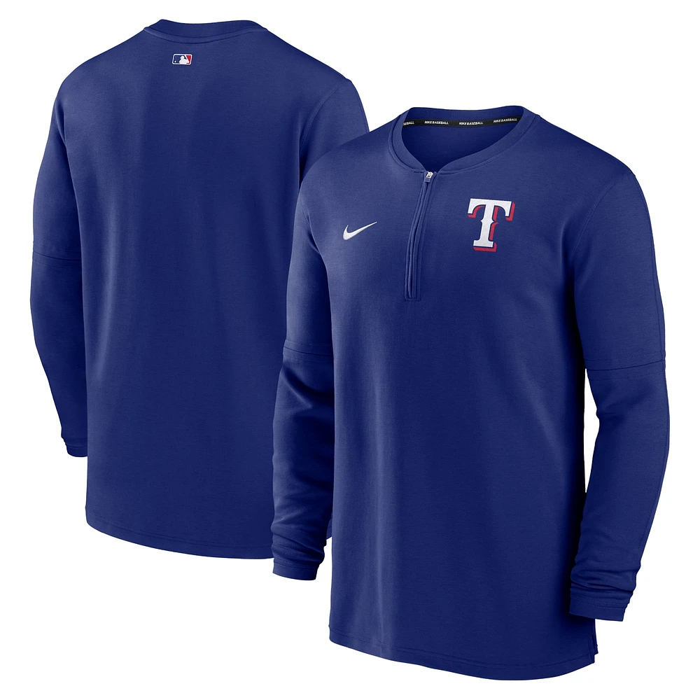 Haut à quart de zip Nike Royal Texas Rangers Authentic Collection Game Time Performance pour homme