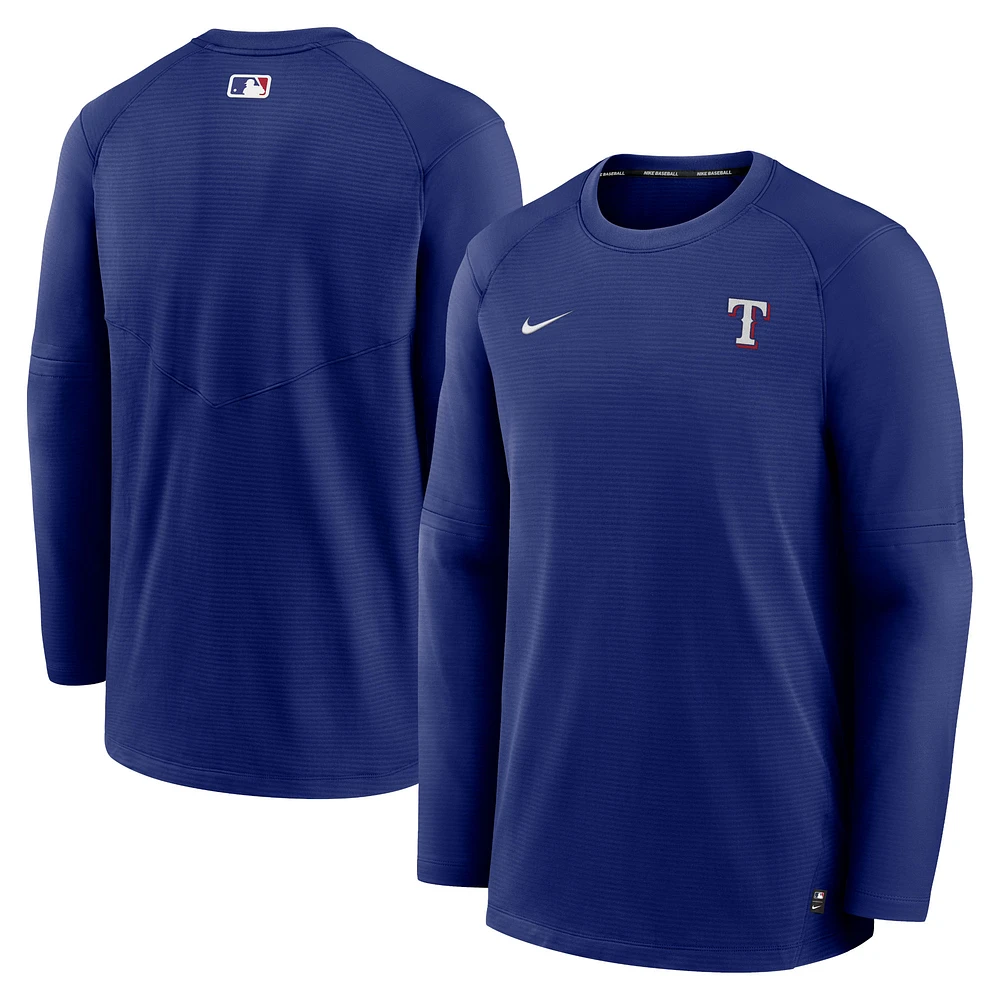 T-shirt à manches longues avec logo Nike Royal Texas Rangers Authentic Collection pour homme