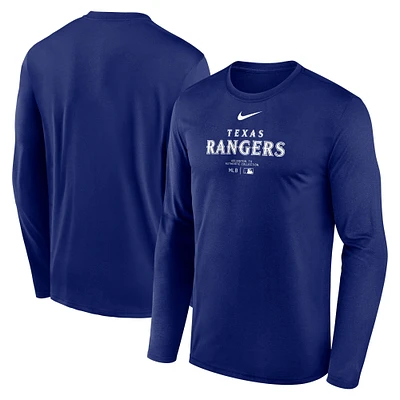 T-shirt à manches longues Nike Royal Texas Rangers Authentic Collection Practice Performance pour homme